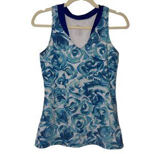 Eleven By Venus Williams Womens Blue Floral Tank Top S